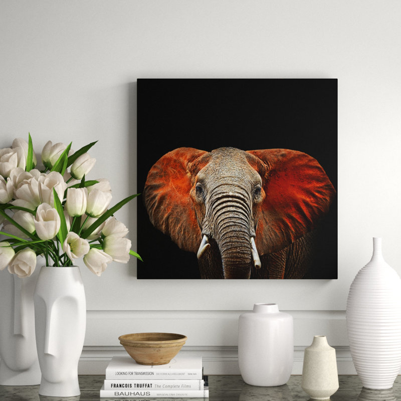 African Elephant Print, 24" H x 24" W x 2.5" D, Aluminum