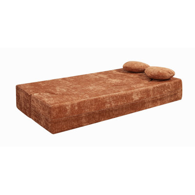 Heart-Shaped Cheese Bed Convertible Sofa, 78.7 Inch No Assembly Sponge Sofa Bed in a Box with Pillows for Living Room, Apartment and Guest Room