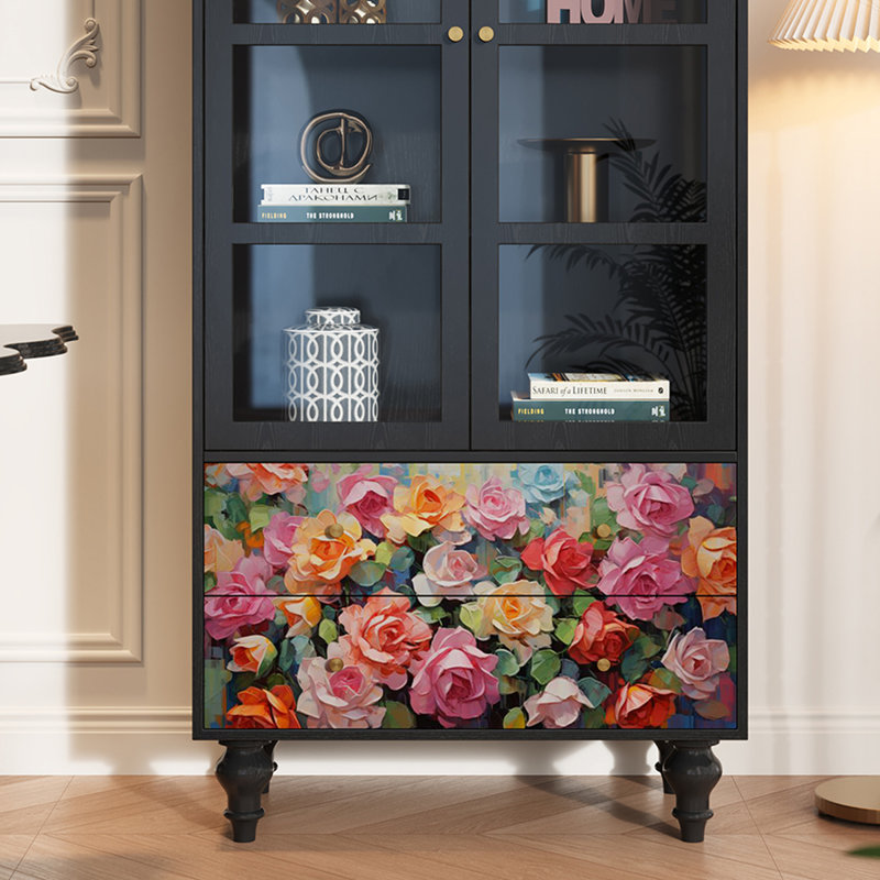 Vitrine en bois massif Floral