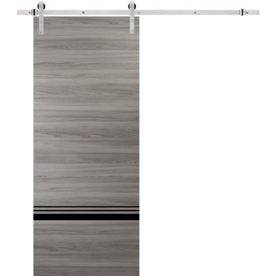 Solid + Manufactured Wood Paneled without Installation Hardware Kit Barn Door