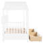 Lit simple blanc avec 2 tiroirs, toit et tablette de rangement, pour une bonne nuit de sommeil-121073934