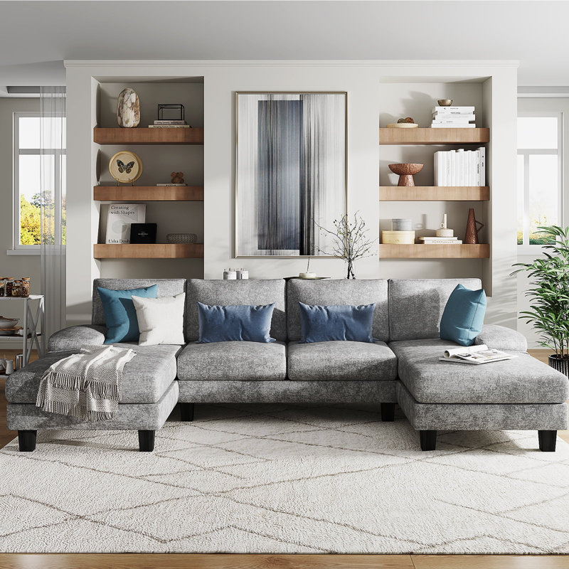 Ahupendra 3 - Piece Upholstered Sectional, Gray Chenille