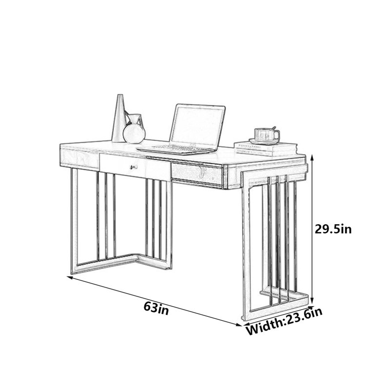 Bureau Modern Modern, H 29,5 po x l 63 po x P 23,6 po