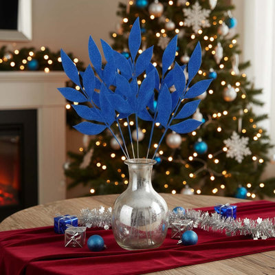 Paquet de 20 feuilles de paillettes artificielles argentées de 13 po, fausses piqûres de Noël, bâtons de paillettes décoratives pour vase, arbre de Noël, bricolage, couronne, artisanat, foyer, décoration