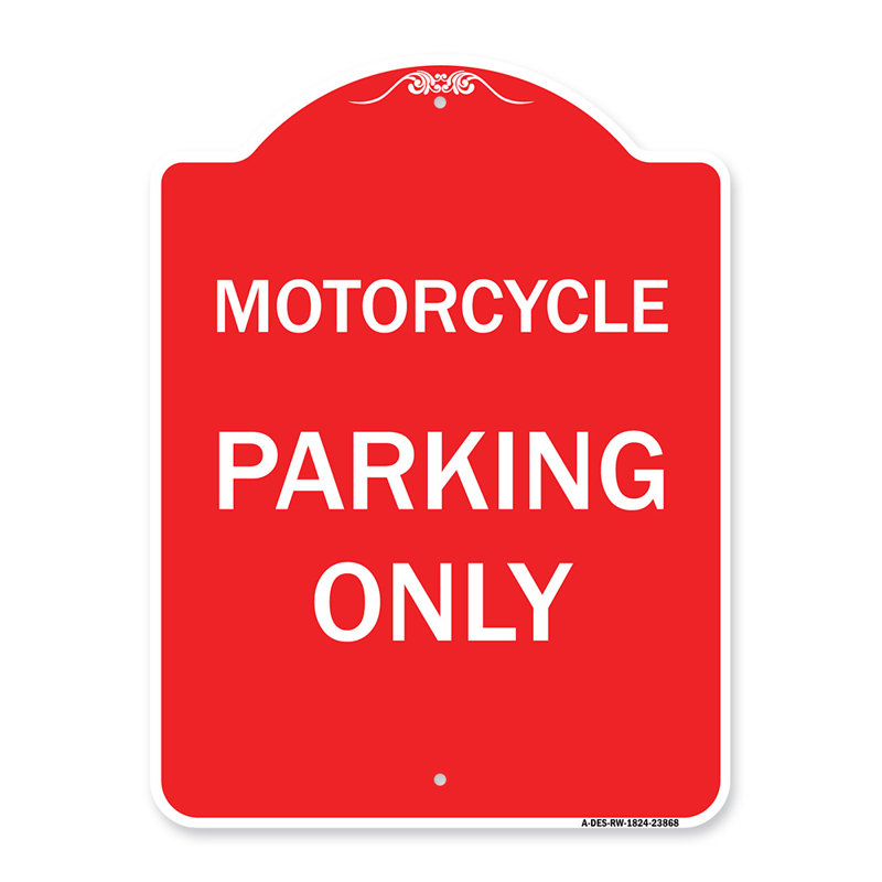 Enseigne Signmission Designer Series - Stationnement pour motos seulement / 23868, H 18" x l 18" x P 1"
