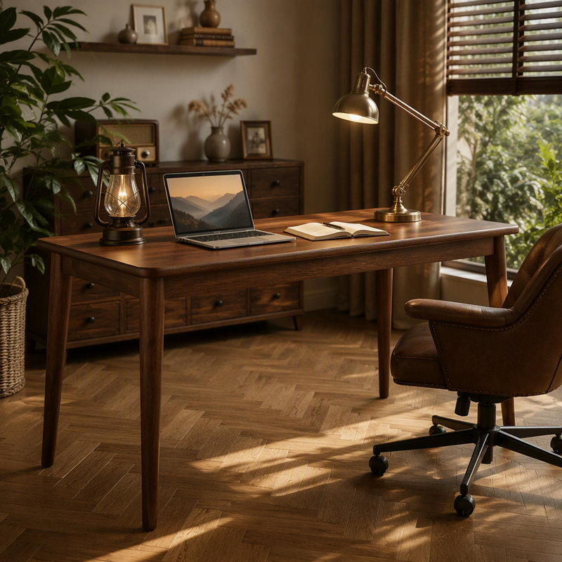 Bureau extra long en bois massif de 63 pouces, bureau double pour deux personnes pour le bureau personnel, bureau d'ordinateur long en bois, table d'écriture pour le bureau