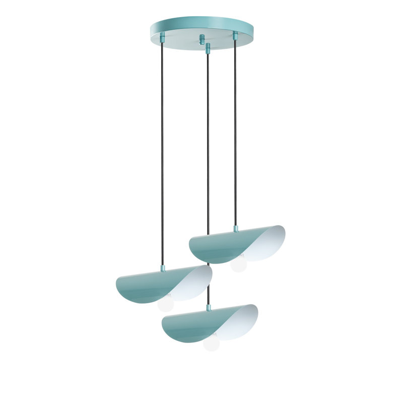 Lustre turquoise élégant, hauteur réglable 29,5 - 41,7 pouces | Corps en métal, 19,7 po de diamètre | 3 x douilles E27 (40 W maximum, ampoule non incluse) | Éclairage élégant pour les espaces de vie modernes, classé IP20