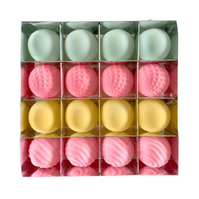 16 pièces / boîte Ensemble de boules de sapin de Noël en velours, ornements suspendus en forme de sapin de Noël, boules suspendues pour arbre de Noël, Nouvel An, boules en peluche, décor 6 cm / 2,36 pouces, b