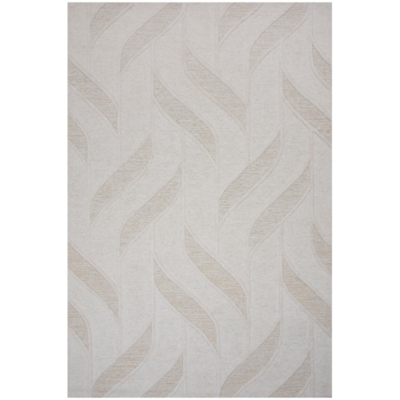 Tapis 100% laine touffeté à la main, Rectangle 5 pi x 7 pi 6 po