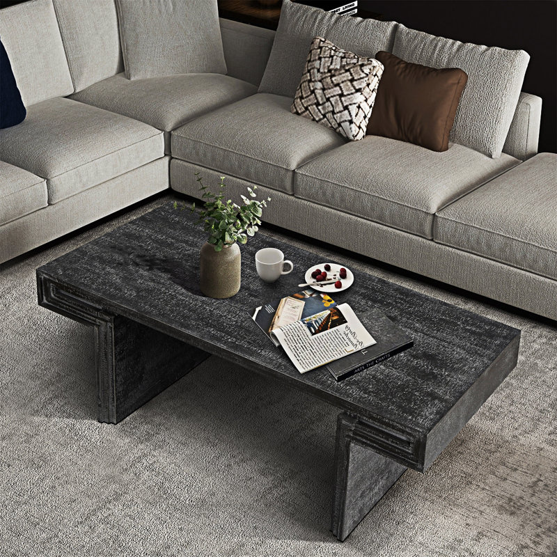 Table basse en bois, Noir antique