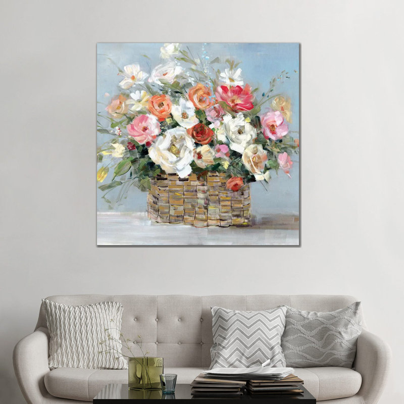 «Flower Market Fresh» par Sally Swatland - impression d'art graphique, Pas de tapis, Toile tendue, H 48 po x l 48 po x 1,5 po