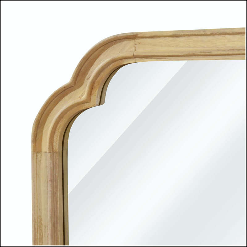 Miroir rectangulaire en bois massif avec coins arrondis en bois naturel (20 x 30), Rectangle