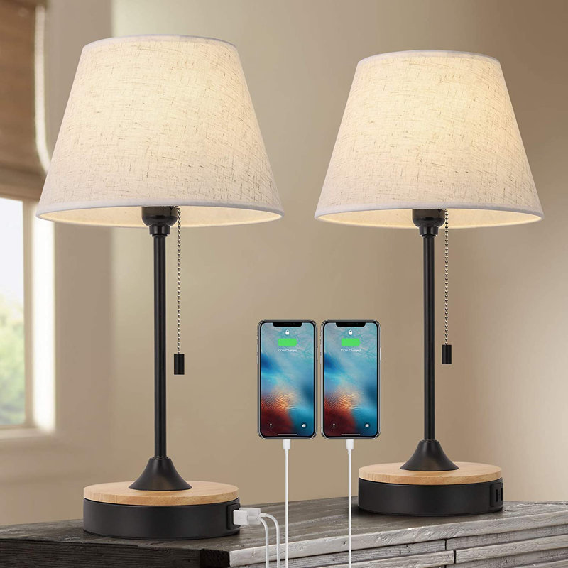 Naomy Wood USB Table Lamp