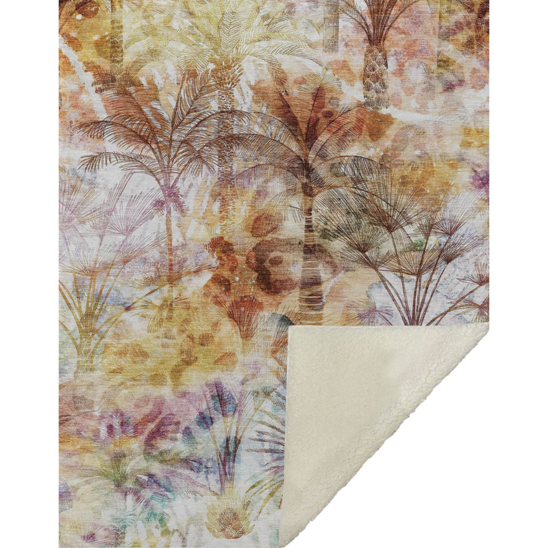 Addison Machine Washable Sherpa Palms Throw Blanket