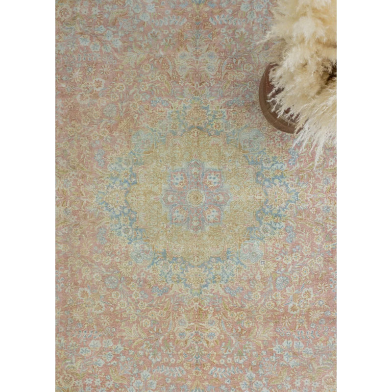 Vintage One-of-a-Kind 9'8" X 12'8" 1970s Wool Area Rug Pink
