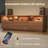 63" Tv Stand With Led Light Strips And Tempered Glass For Projector, Tvs