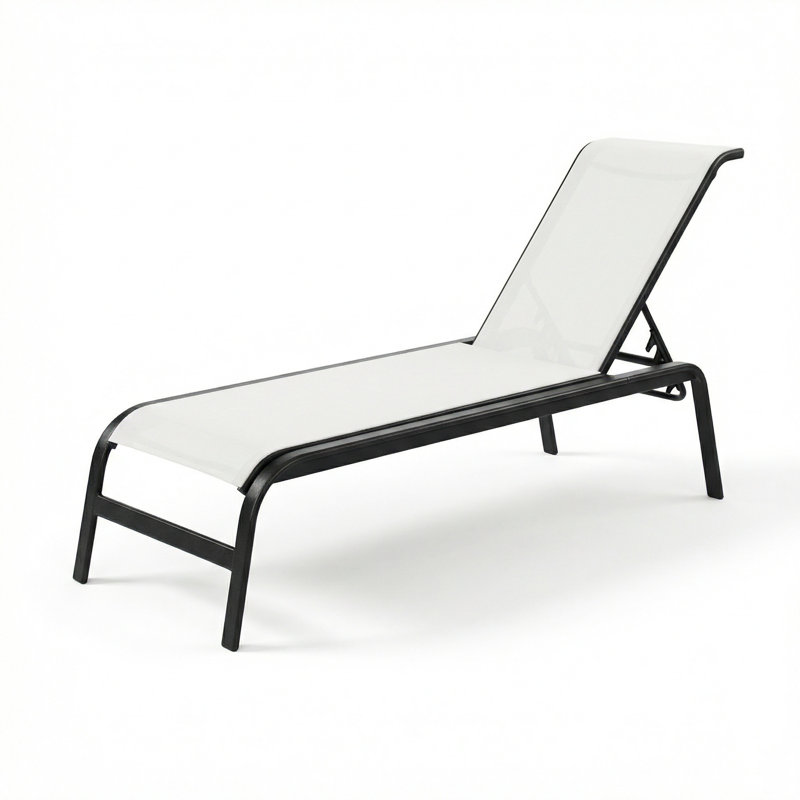 Chaise, White Sling/Matte Black