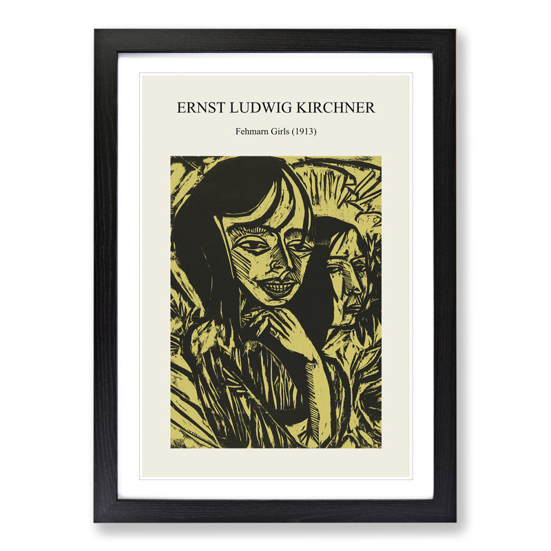 Fehmarn Girls by Ernst Ludwig Kirchner - Single Picture Frame Print, 36cm H x 27cm W x 2cm D, Black Framed