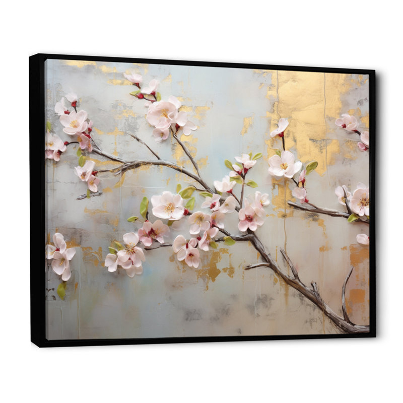Pommier en fleurs Harmony IV - impression, H 24 po x l 32 po x P 1 po, Cadre flottant noir