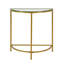 Table console demi-cercle à trois pieds en verre transparent et doré de 74 cm (29 po) et en fer