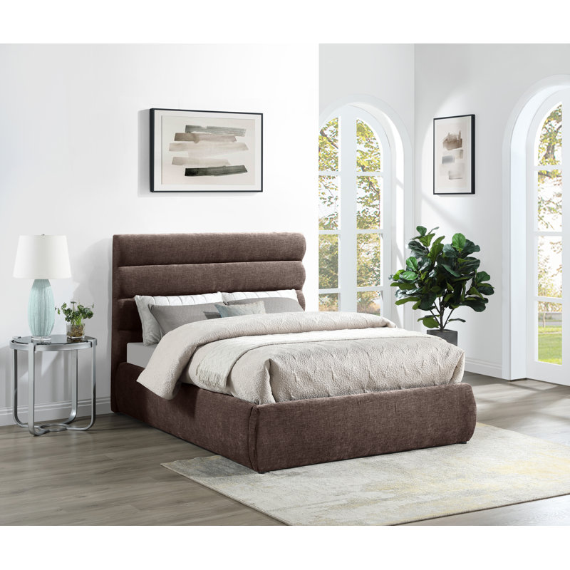 Lit en tissu Adam Chenille, Full, Tissu chenille brun