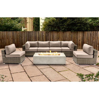 Lsi Fully Assembled 6 Person Seating Group With Firepit And Sunbrella Cushions by Latitude Run