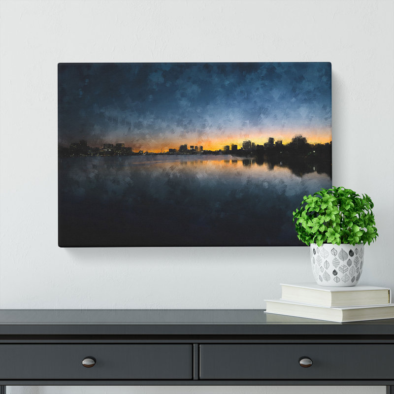Cambridge Massachusetts Skyline - Wrapped Canvas, 40cm H x 60cm W x 3cm D, Blue/Grey/Brown