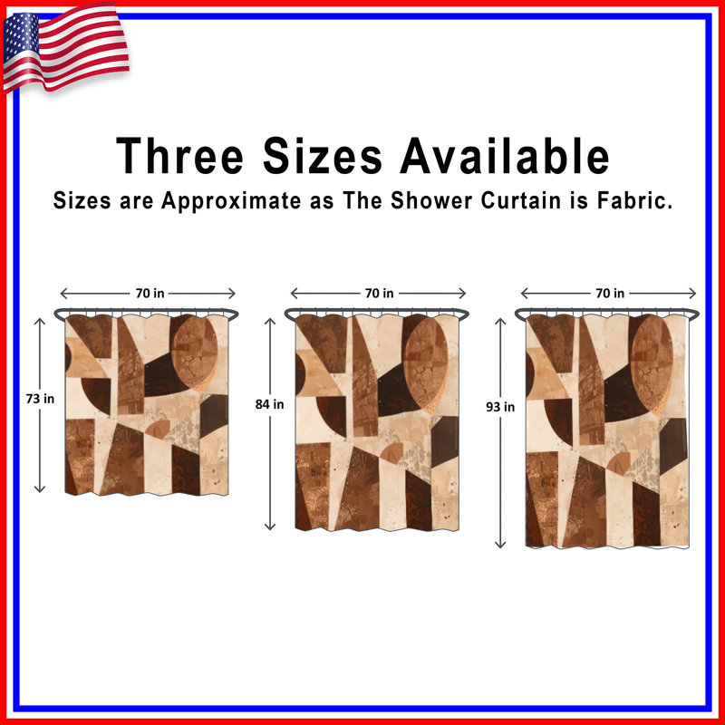 Brown Geometric Abstract Shower Curtains Extra Long, 70in W x 93in H