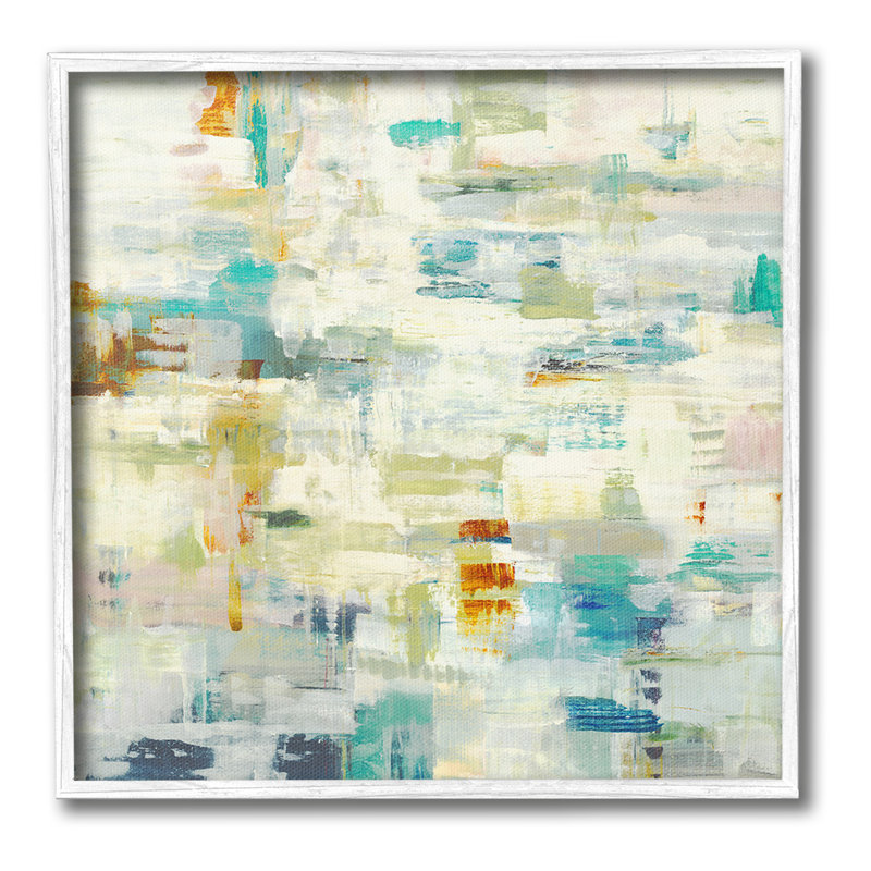 Art mural complexe sur toile par Lisa Ridgers, Estampe numérique encadrée blanc bord de mer, H 24 po x l 24 po