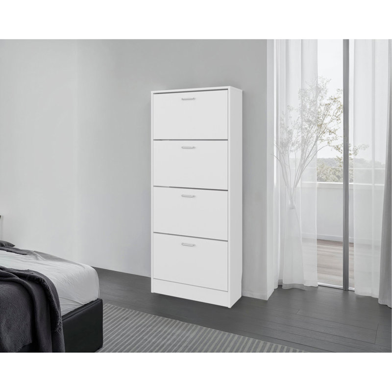 Range-chaussures vertical blanc avec portes