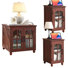 Ensemble de tables de bout 3 pièces avec station de charge, tables d'appoint en bois avec porte de grange en verre et tablettes réglables pour la chambre à coucher et le salon