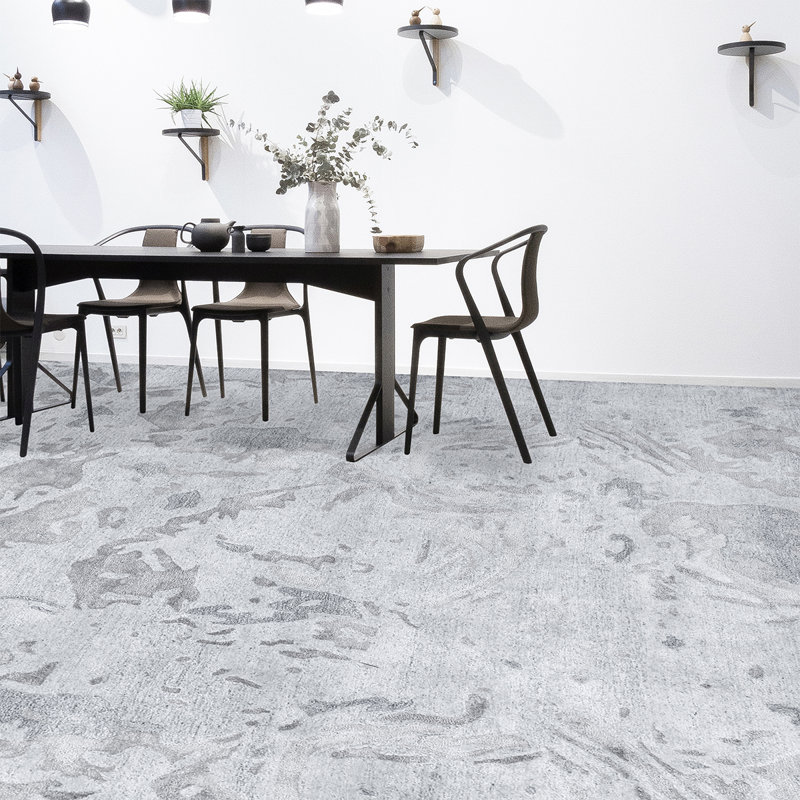 Abstract Area Rug in Gray, Rectangle 12' x 15'