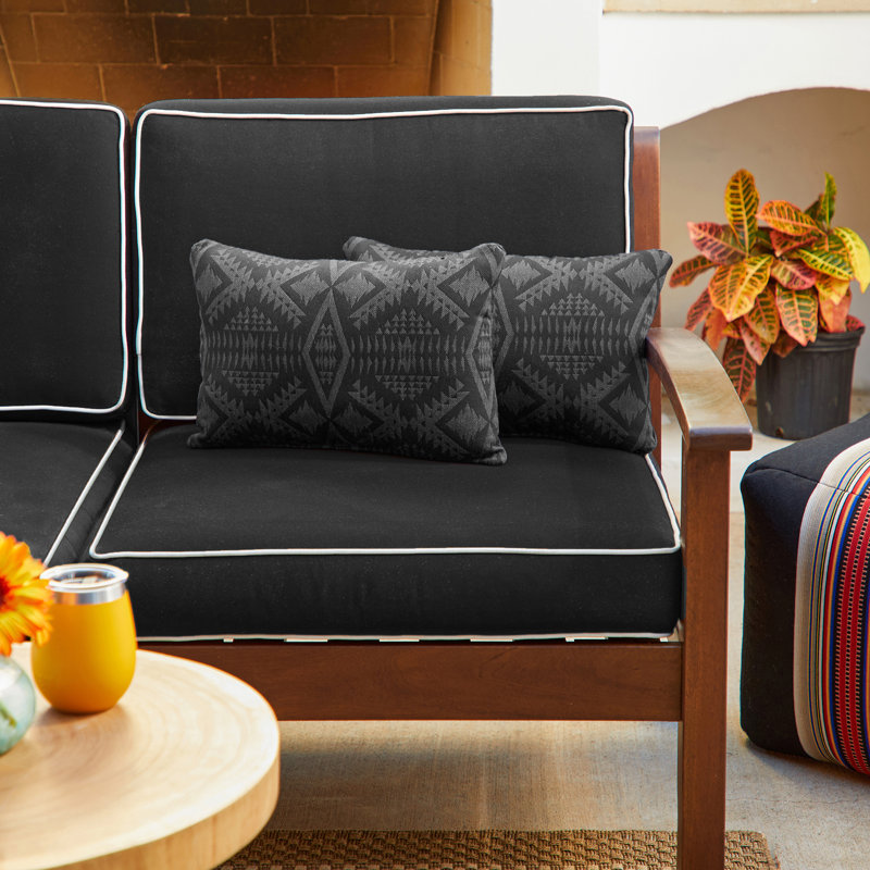 Ensemble de 2 coussins Sunbrella, Noir géométrique