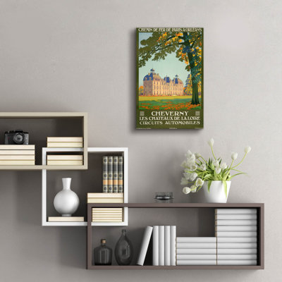 «Cheverny les chateaux de la loire» par Vintage Posters, art mural en verre acrylique, 16 po x 24 po