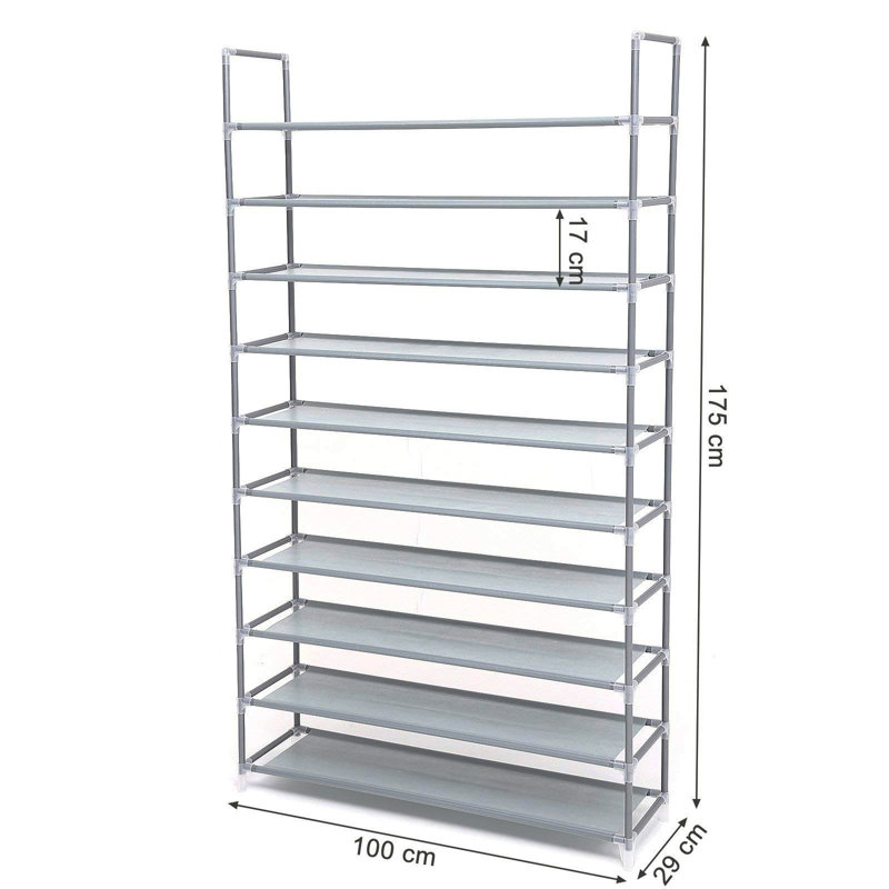 40 Pair Shoe Rack, Grey/Brown/Blue