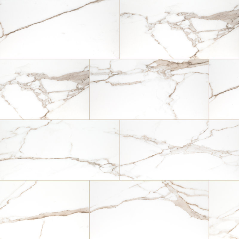 Velluto 12 in. x 24 in. Matte Porcelain Marble Look Floor and Wall Tile, Meringue