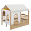 Lit double de style maison avec bibliothèque latérale et bande à DEL, structure de lit de maison de jeu avec garde-corps surélevés-2092819815