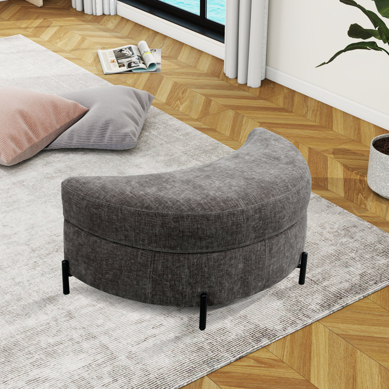 Achorn Upholstered Ottoman, Gray Chenille