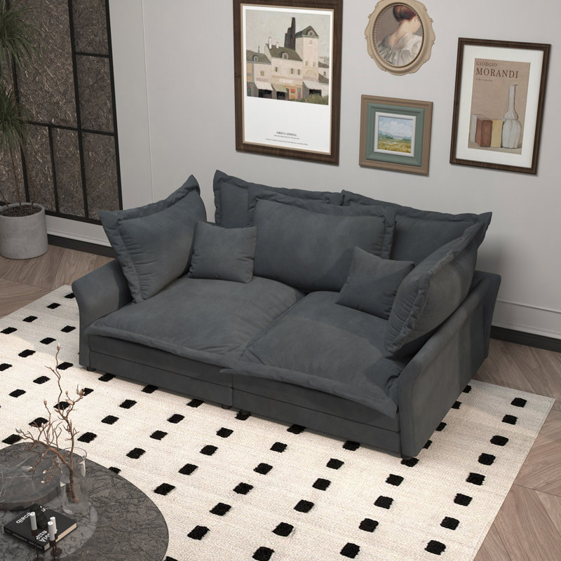 Canapé-lit 90,55 po Comfy Upholster Cloud Couch, Gris