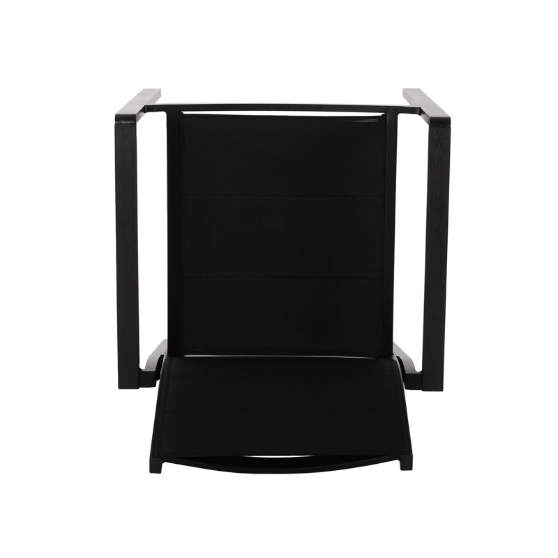 Modern Black Dining Chair - Aluminum, Mesh Seating, , 22" X 23" 33.41 Chair, Weather Resistance, Seat,