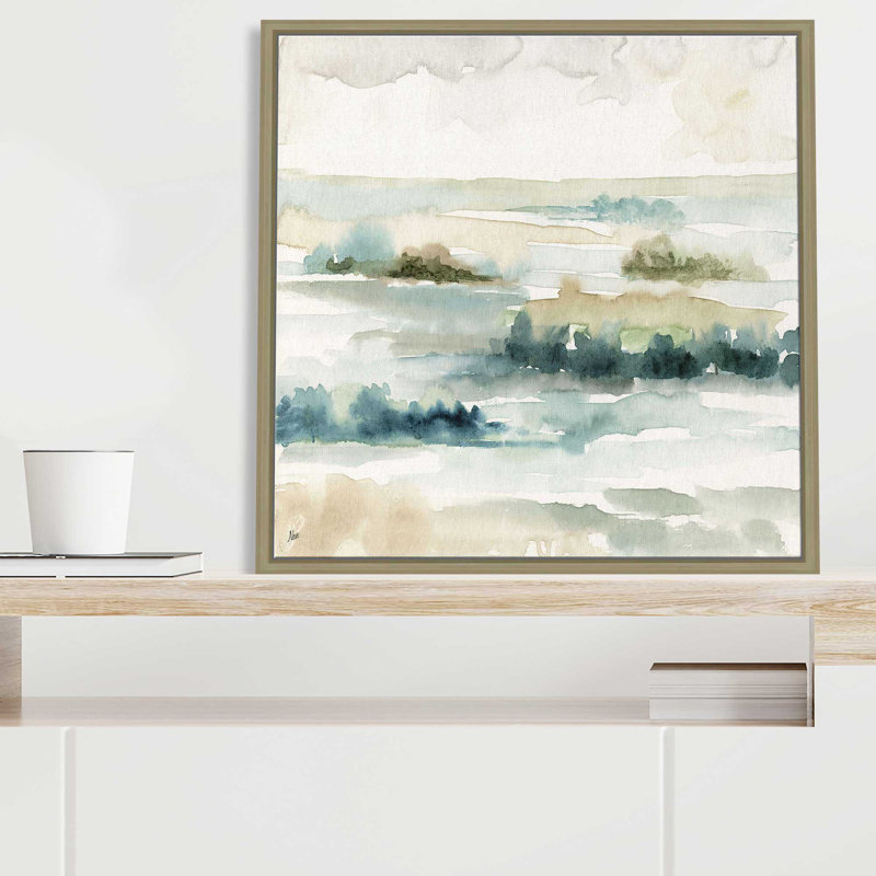 «Pastel Panorama» par Nan - Peinture, L 21,5 po x H 21,5 po, Encadrement brun