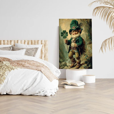 1 pièce H 36 po x l 24 po, art mural, fête de la Saint-Patrick, trèfle à quatre feuilles et fond de forêt, affiche de style peinture à l'huile classique, décoration murale encadrée, cadeau idéal pour chambre à coucher, salon, couloir, dortoir, prêt à Suspendre