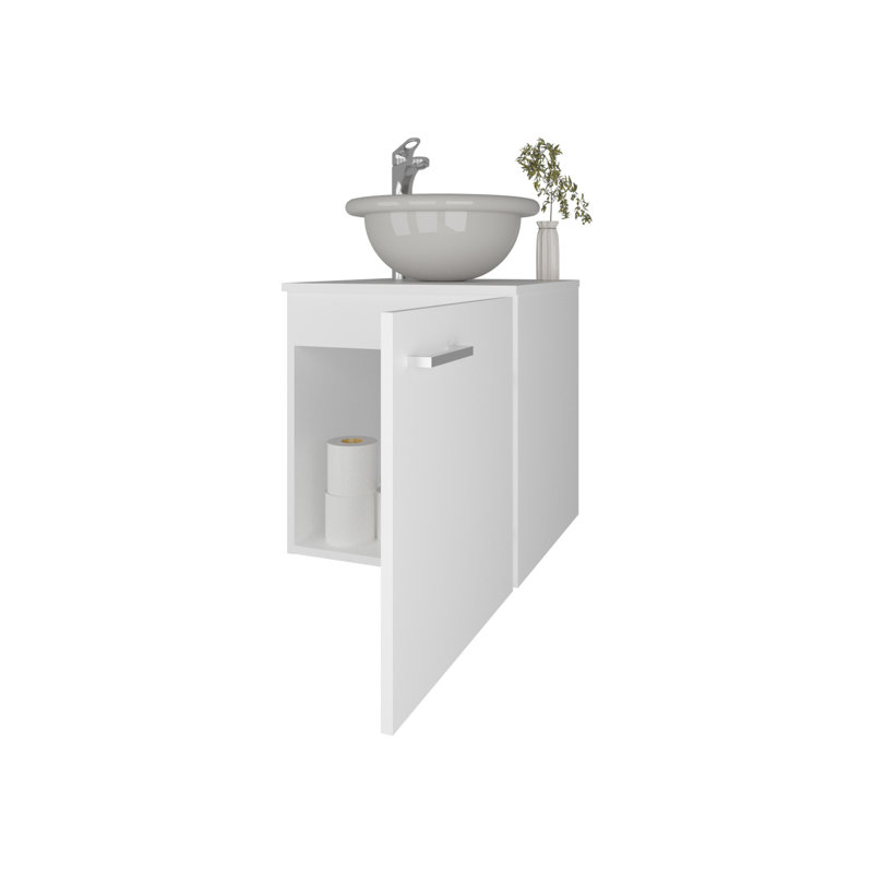 Meuble-lavabo avec lavabo et robinet intégrés Pirtleville, Blanc