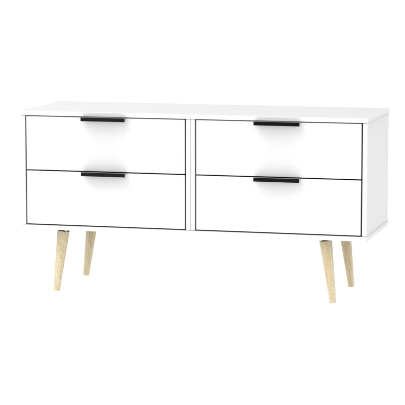 Fully Assembled Euart 4 Drawer Chest, White Matt/Oak