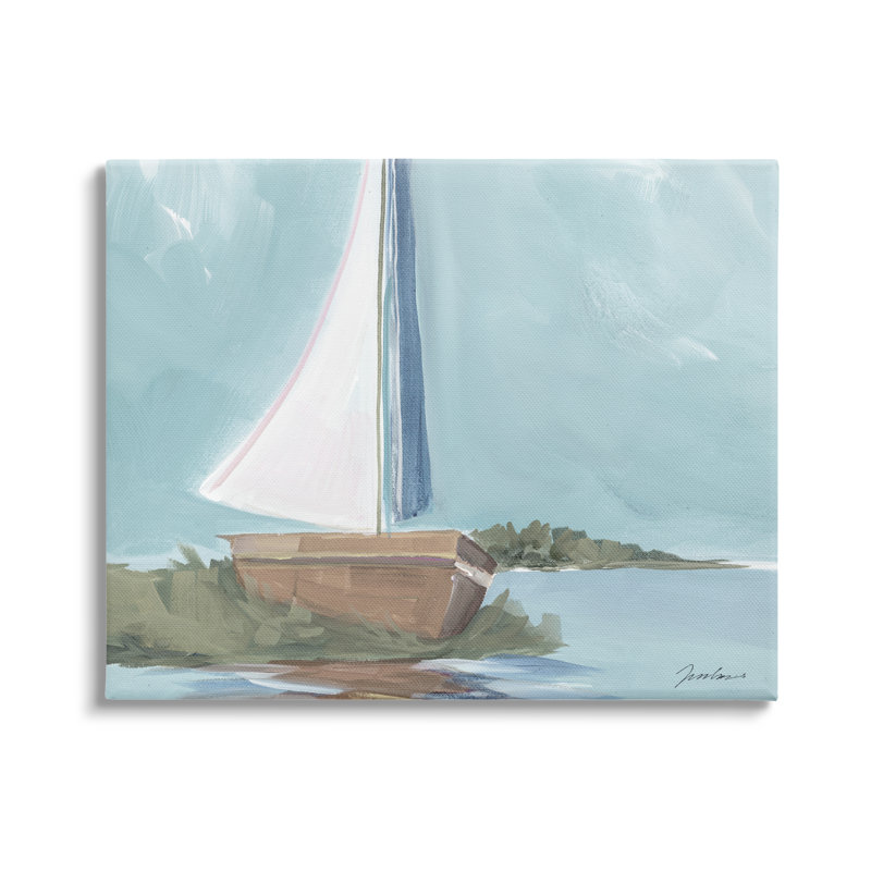 Scène de voilier maritime sur bois par Liz Jardine, peinture, H 30 po x l 40 po x P 1,5 po