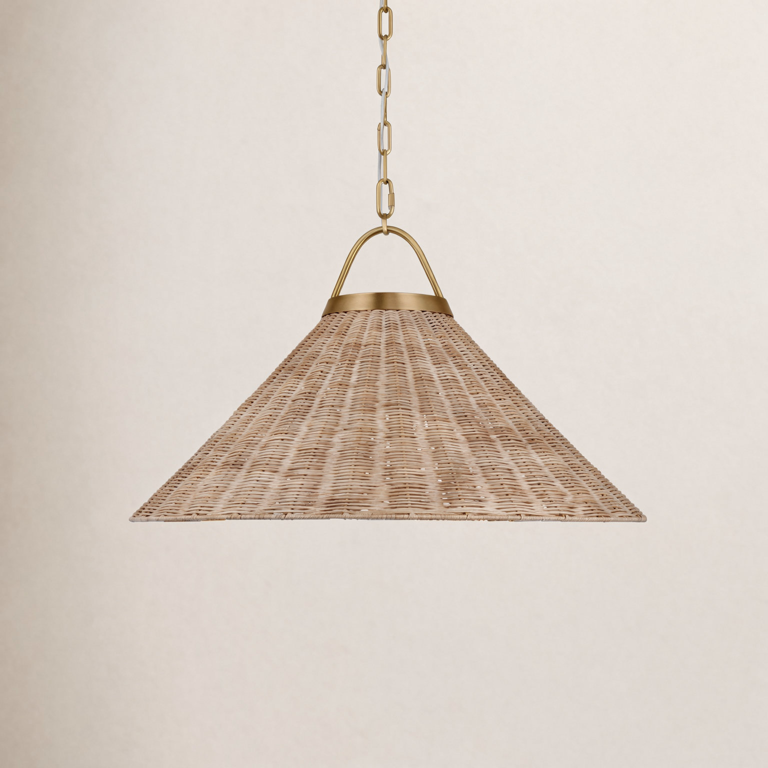 Darnaja Single Light Rattan Steel Dimmable Pendant, 17.25" H x 22" W x 22" D