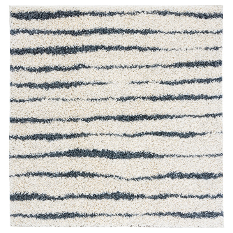 Tapis ivoire / gris foncé Siragan, Carré 2 pi 7 po