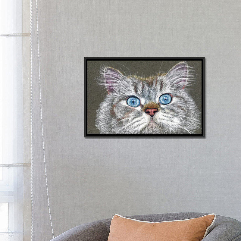 « étonnéed cat » par jennifer redstreake, impression sur toile tendue, H 18 po x l 26 po x P 1,5 po, Toile avec cadre noir