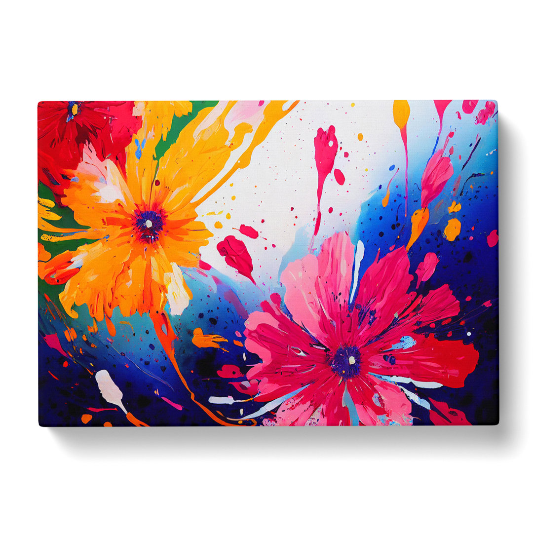 Splendid Flower Splash Abstract - Wrapped Canvas