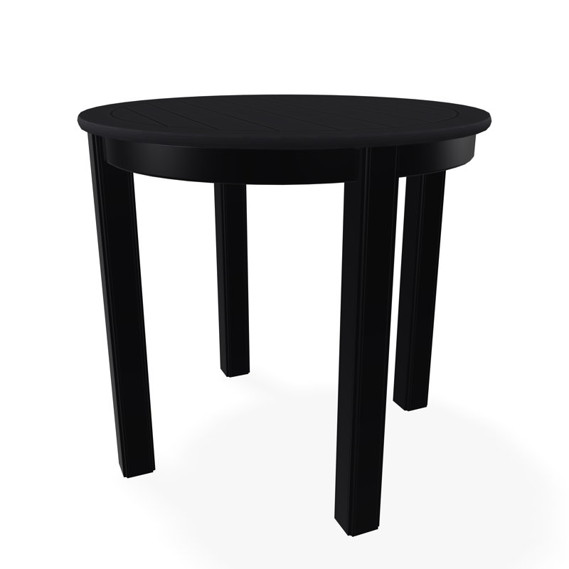 Outdoor Round Side Table, Black/Black, Marine Grade Polymer